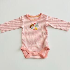 Baby Boden long sleeve stripe onesie bodysuit rabbit chick pink white